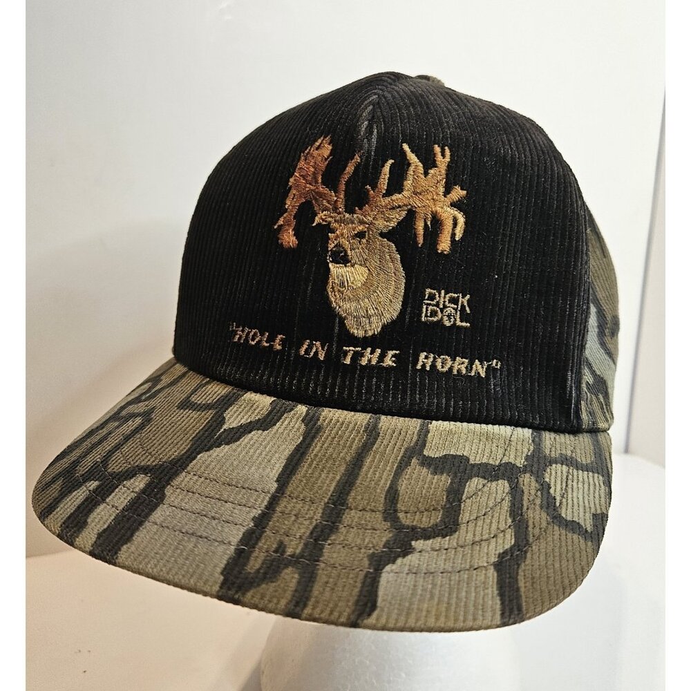 Corduroy Trucker Hat in Black with Olive Camo Brim